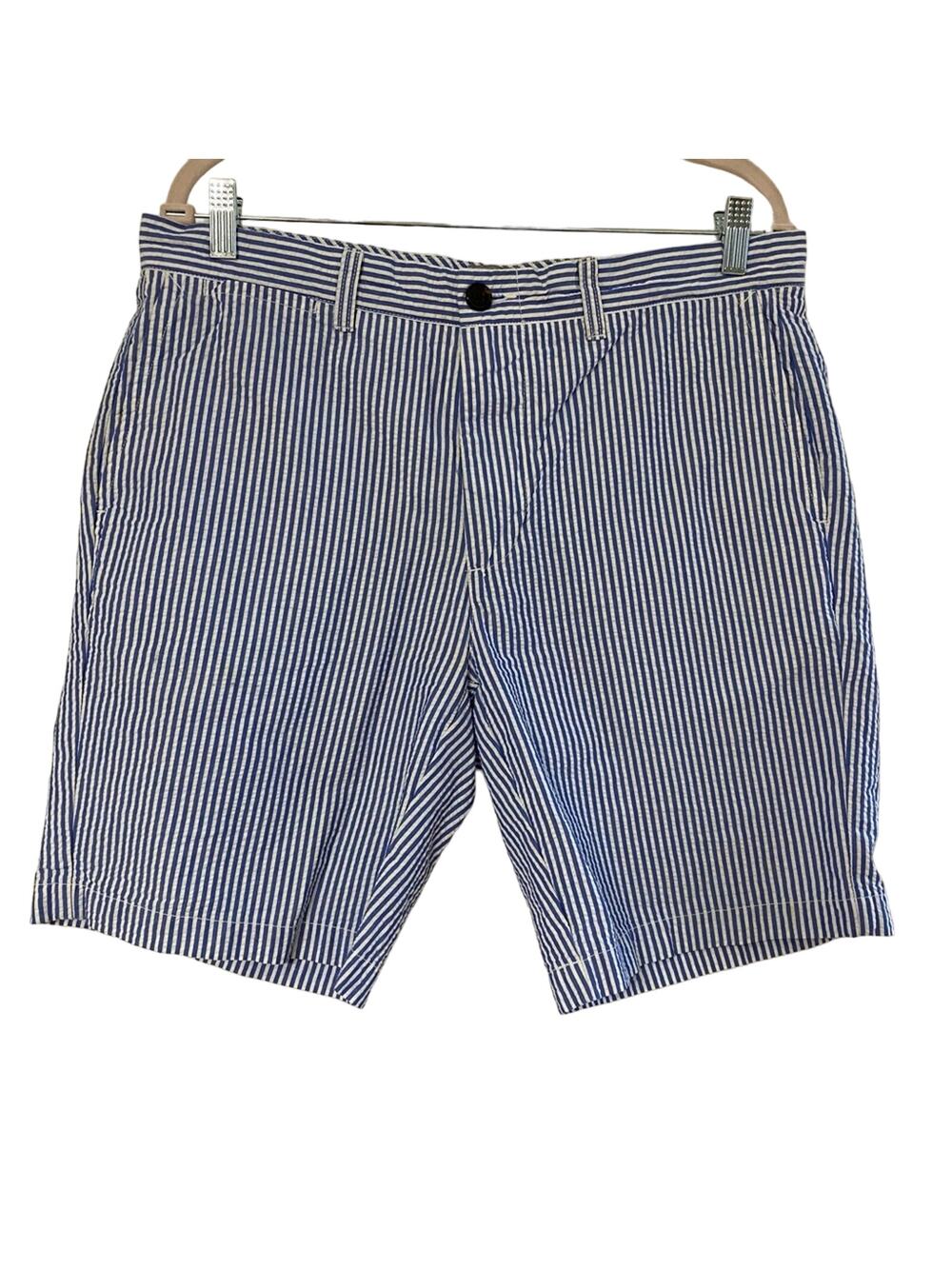 JCP • Blue + White Stripe Seersucker Preppy Flat Front Shorts